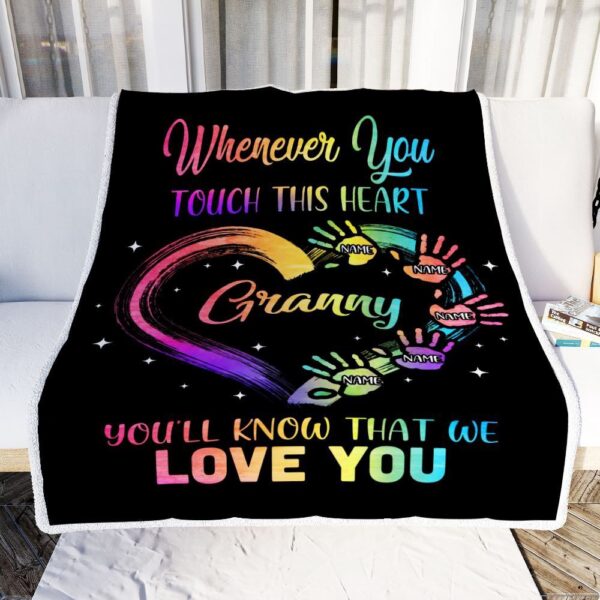 Granny Blanket From Grandkids Granddaughter Grandson We Love You Grandparent Bed, Personalized Blanket For Mom, Mother’s Day Gifts Blanket