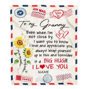 Granny Blanket From Grandkids Love Big Hug Air Mail Letter Sunflower Personalized Blanket For Mom Mother s Day Gifts Blanket 1 krnqky.jpg