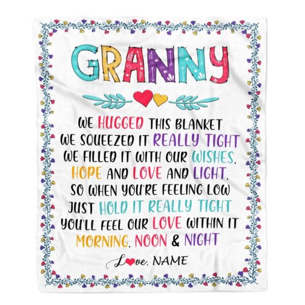 Granny Blanket From Grandkids We Hugged This Blanket, Personalized Blanket For Mom, Mother’s Day Gifts Blanket