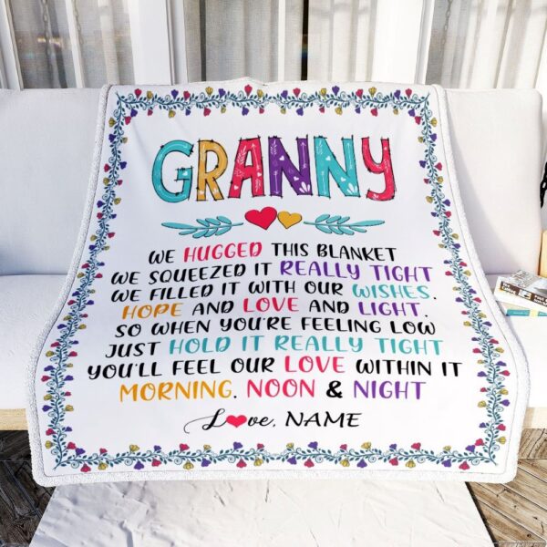 Granny Blanket From Grandkids We Hugged This Blanket, Personalized Blanket For Mom, Mother’s Day Gifts Blanket