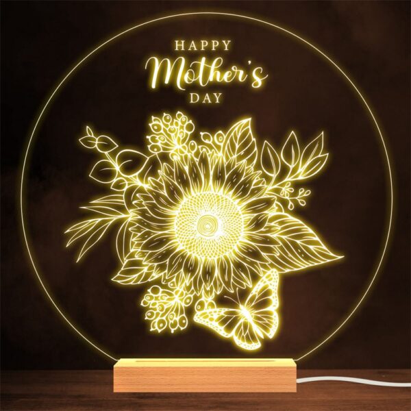 Happy Mother’s Day Butterfly Sunflowers Gift Lamp Night Light, Mother’s Day Lamp, Mother’s Day Led Lights
