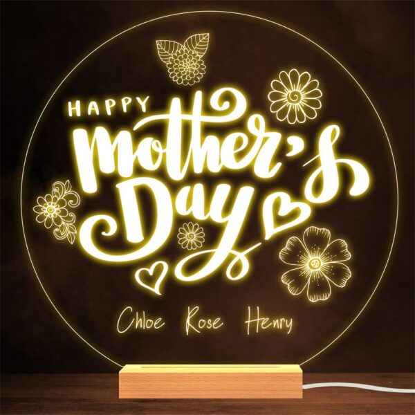 Happy Mother’s Day Flowers Gift Lamp Night Light, Mother’s Day Lamp, Mother’s Day Led Lights