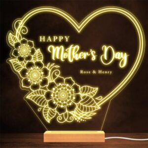 Happy Mother’s Day Flowers Heart Gift Lamp…