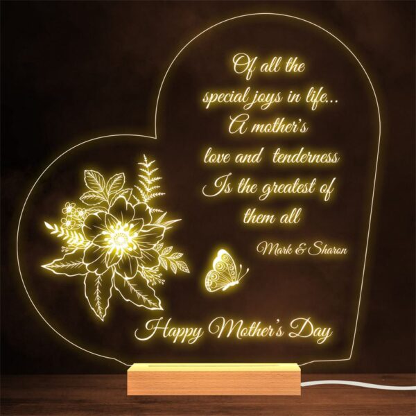 Happy Mother’s Day Heart Poem Greatest Gift Gift Lamp Night Light, Mother’s Day Lamp, Mother’s Day Led Lights