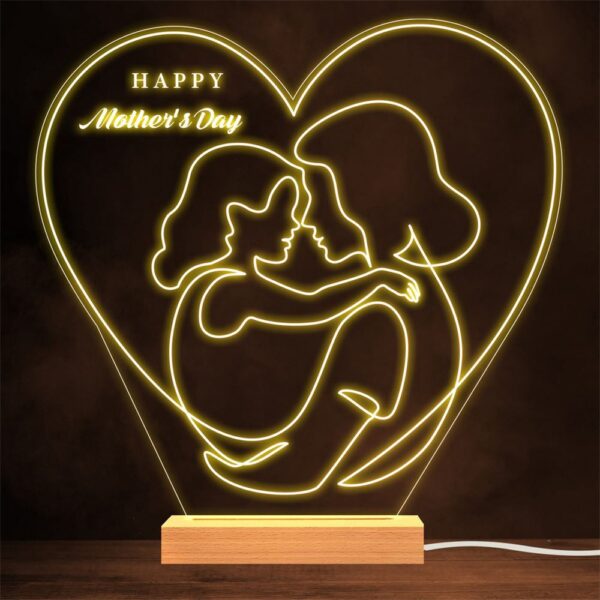Happy Mother’s Day Mum & Daughter Heart Gift Lamp Night Light, Mother’s Day Lamp, Mother’s Day Led Lights