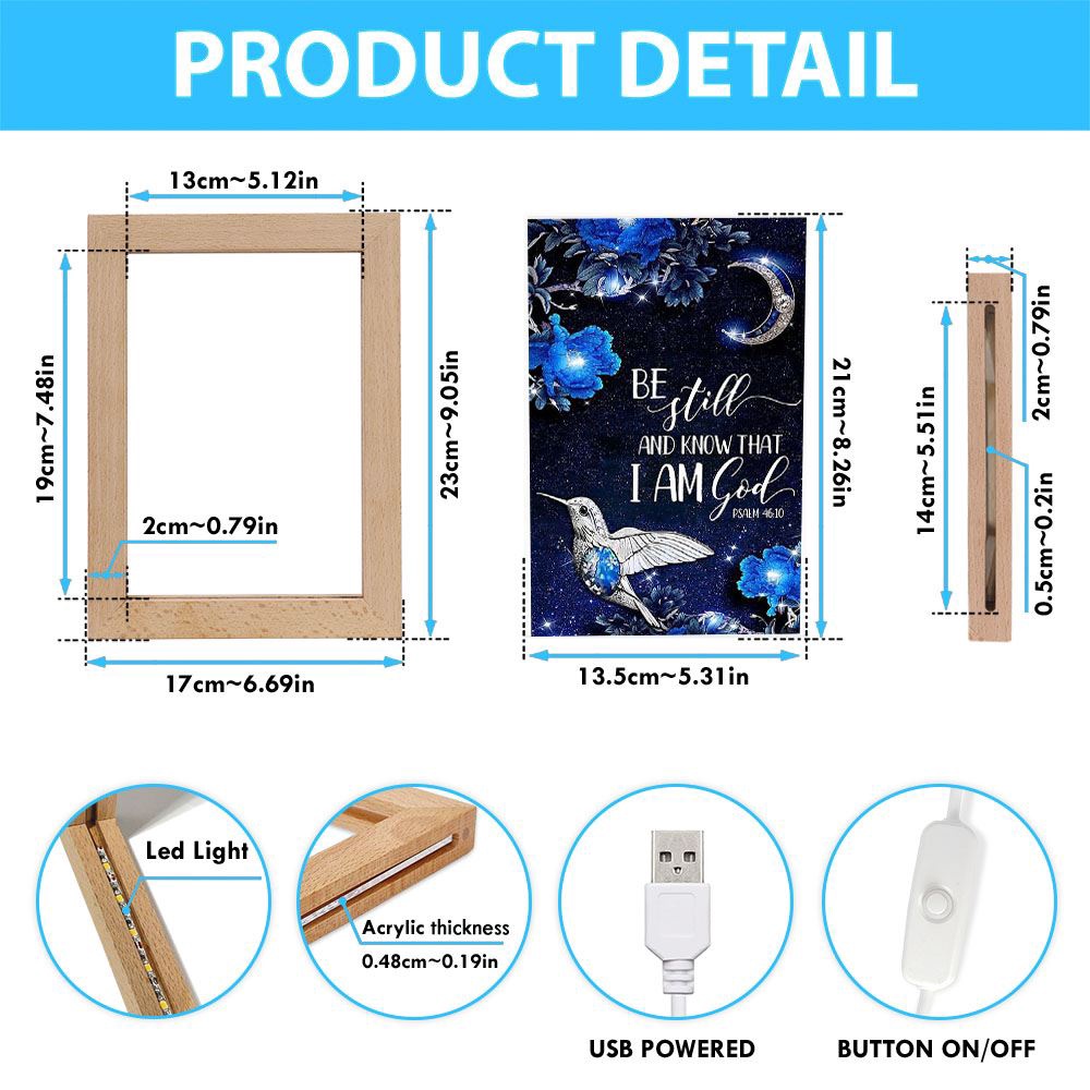 Hummingbird At Night Be Still And Know That I Am God Vertical Frame Lamp, Picture Frame Light, Frame Lamp, Mother’s Day Gifts