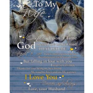 I Love My Wife Forever Always Once Upon A Time Wolf Couple Valentines Day Gift Blanket From Husband White Fleece Blanket Blankets For Mothers Day 1 cyoub0.jpg