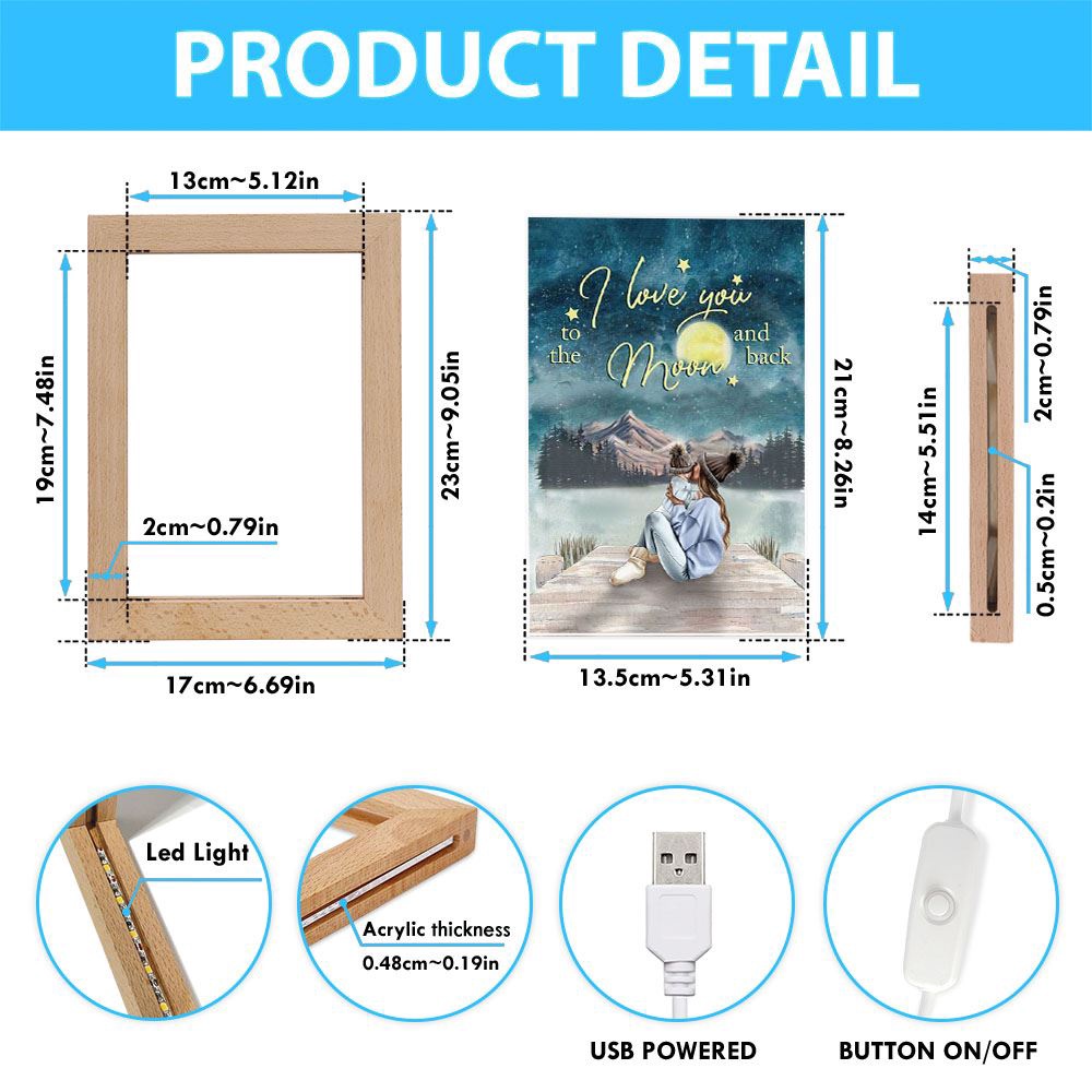 I Love You To The Moon And Back Frame Lamp, Picture Frame Light, Frame Lamp, Mother’s Day Gifts