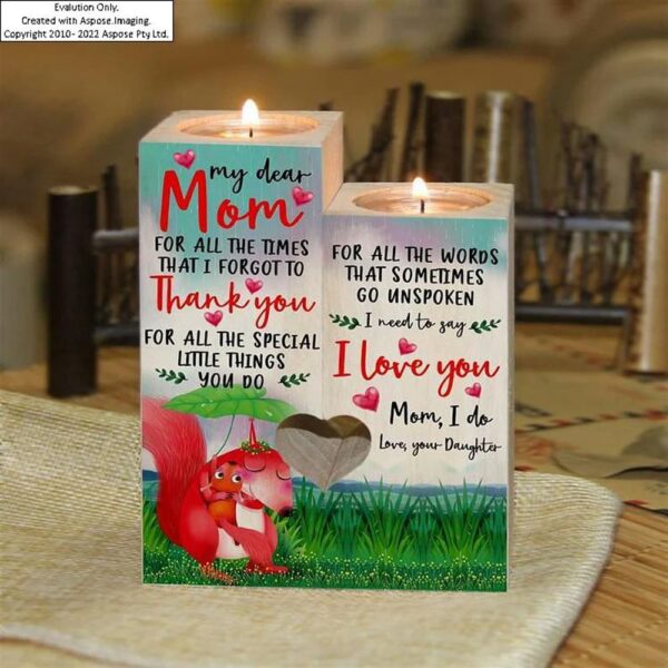I love you Love Mom Candle Holder, Mothers Day Candle