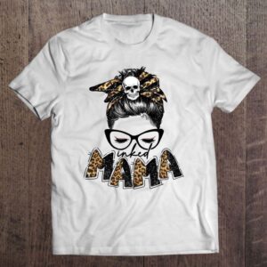 Inked Mama Leopard Messy Bun Funny Tattooed…