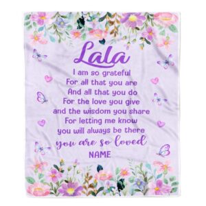 Lala Blanket From Granddaughter Grandson Floral Butterfly Love You Give Personalized Blanket For Mom Mother s Day Gifts Blanket 1 k2ayew.jpg