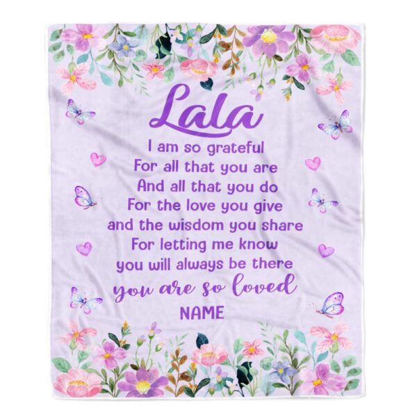 Lala Blanket From Granddaughter Grandson Floral Butterfly Love You Give, Personalized Blanket For Mom, Mother’s Day Gifts Blanket