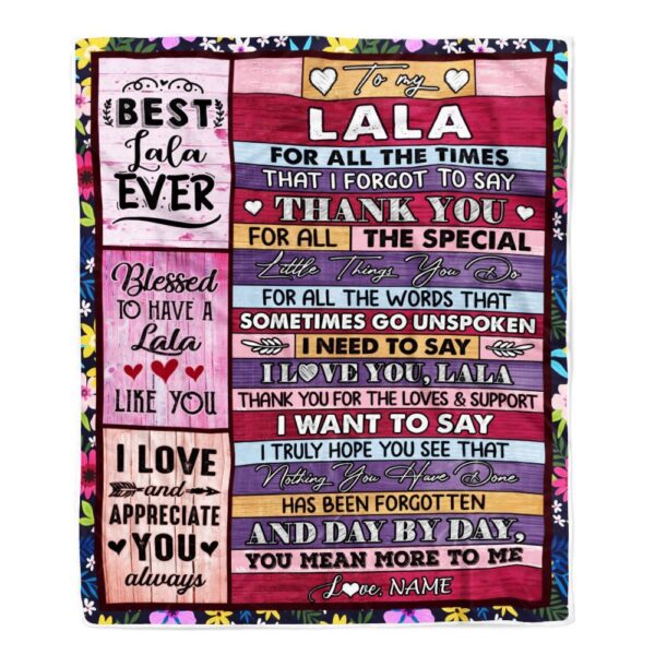 Lala Blanket From Granddaughter Grandson Thank You For The Love, Personalized Blanket For Mom, Mother’s Day Gifts Blanket