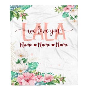 Lala Blanket From Grandkids Granddaughter Grandson We Love You Floral Personalized Blanket For Mom Mother s Day Gifts Blanket 1 wjr18e.jpg