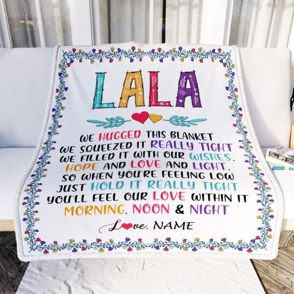 Lala Blanket From Grandkids We Hugged This Blanket, Personalized Blanket For Mom, Mother’s Day Gifts Blanket