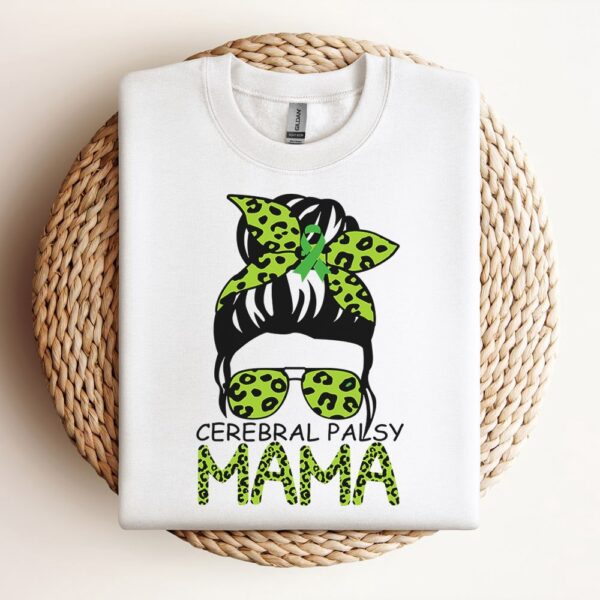 Leopard Messy Hair Bun Cerebral Palsy Mama Sweatshirt, Mother Sweatshirt, Sweatshirt For Mom, Mum Sweatshirt