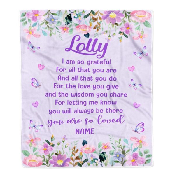 Lolly Blanket From Granddaughter Grandson Floral Butterfly Love You Give, Personalized Blanket For Mom, Mother’s Day Gifts Blanket