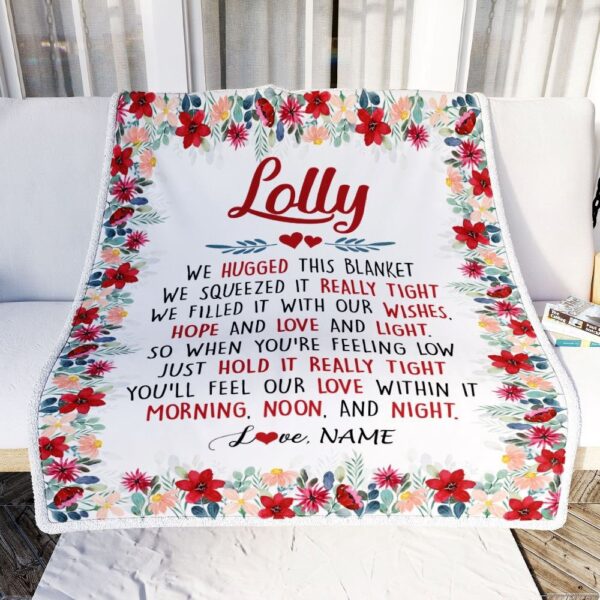 Lolly Blanket From Grandkids Grandson Granddaughter We Hugged This Blanket, Personalized Blanket For Mom, Mother’s Day Gifts Blanket