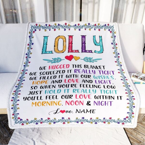 Lolly Blanket From Grandkids We Hugged This Blanket, Personalized Blanket For Mom, Mother’s Day Gifts Blanket