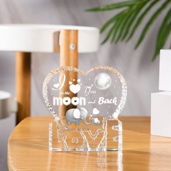 Love U To The Moon And Back Heart Crystal, Mother Day Heart, Mother’s Day Gifts