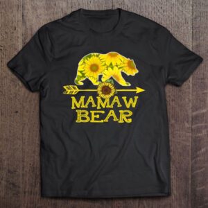 Mamaw Bear Funny Sunflower Mother Father T-Shirt,…