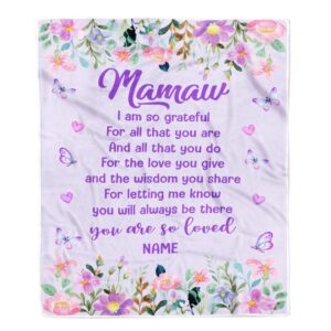 Mamaw Blanket From Granddaughter Grandson Floral Butterfly Love You Give Personalized Blanket For Mom Mother s Day Gifts Blanket 1 q6ofgr.jpg