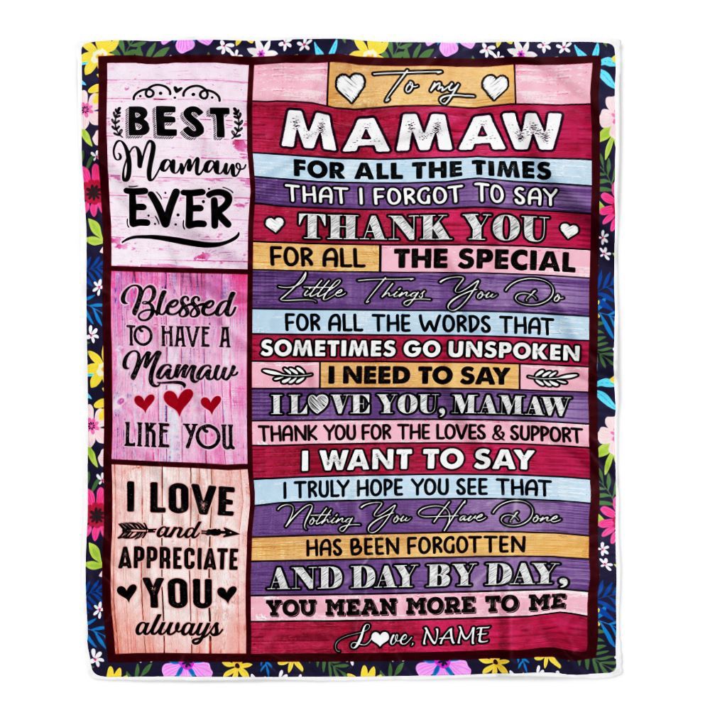 Mamaw Blanket From Granddaughter Grandson Thank You For The Love, Personalized Blanket For Mom, Mother’s Day Gifts Blanket