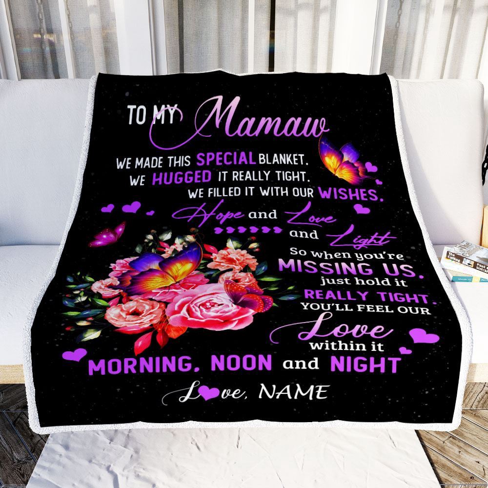 Mamaw Blanket From Grandkids Granddaughter We Made This Special Blanket Flower, Personalized Blanket For Mom, Mother’s Day Gifts Blanket