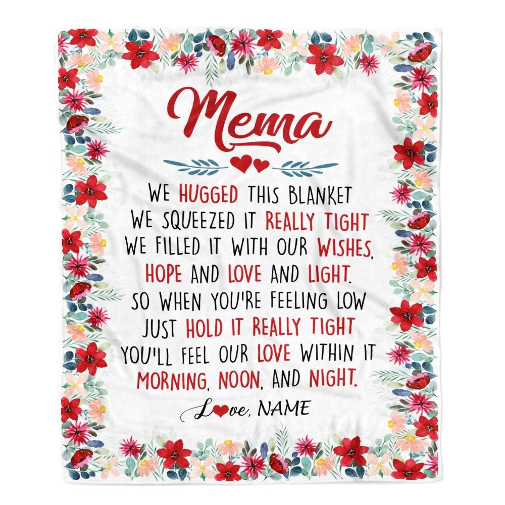 Mema Blanket From Grandkids Grandson Granddaughter We Hugged This Blanket Mema Birthday, Personalized Blanket For Mom, Mother’s Day Gifts Blanket