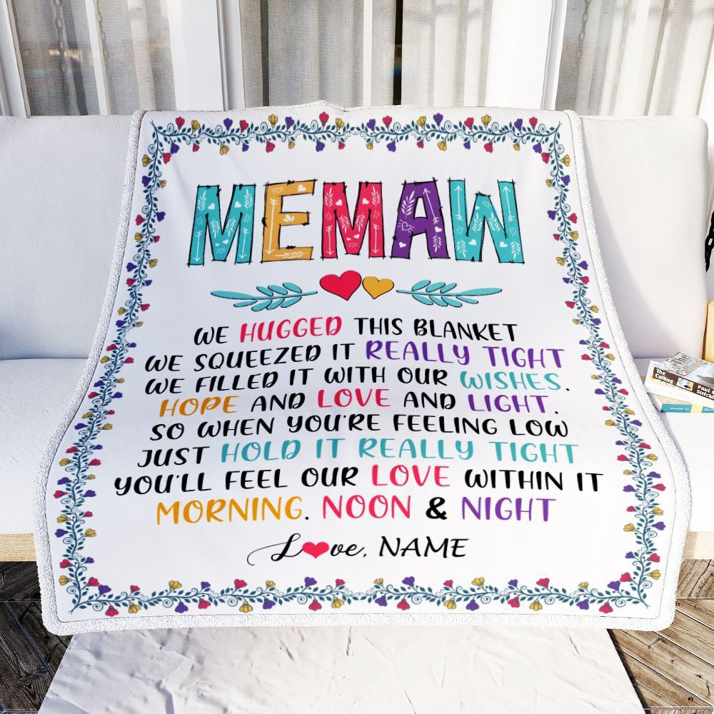 Memaw Blanket From Grandkids We Hugged This Blanket, Personalized Blanket For Mom, Mother’s Day Gifts Blanket