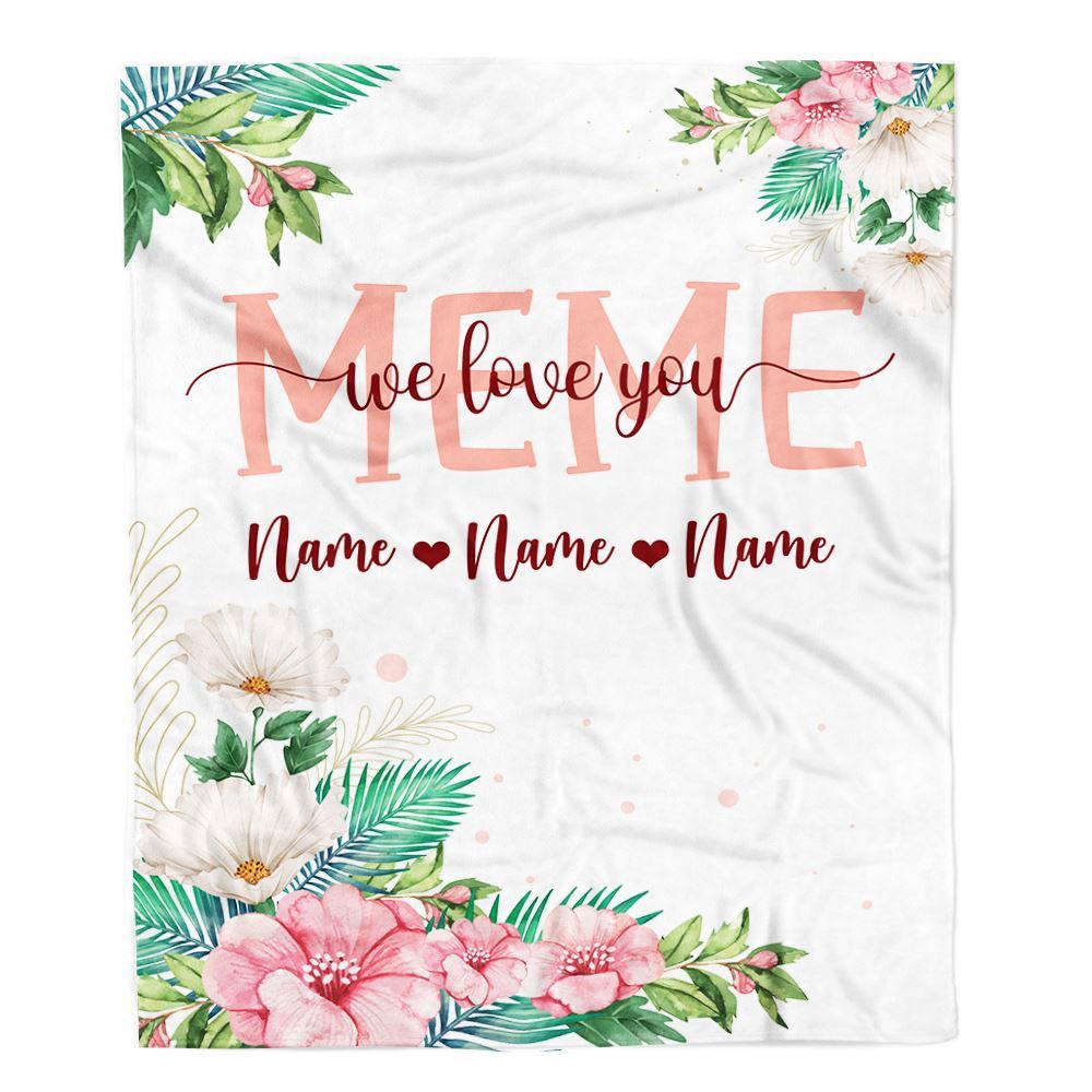 Meme Blanket From Grandkids Granddaughter Grandson We Love You Floral, Personalized Blanket For Mom, Mother’s Day Gifts Blanket