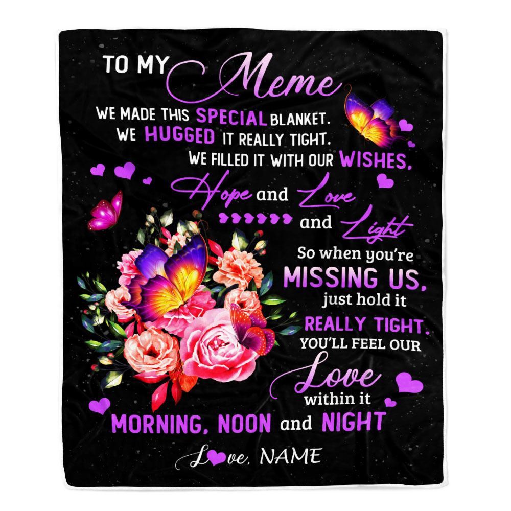 Meme Blanket From Grandkids Granddaughter We Made This Special Blanket Flower, Personalized Blanket For Mom, Mother’s Day Gifts Blanket