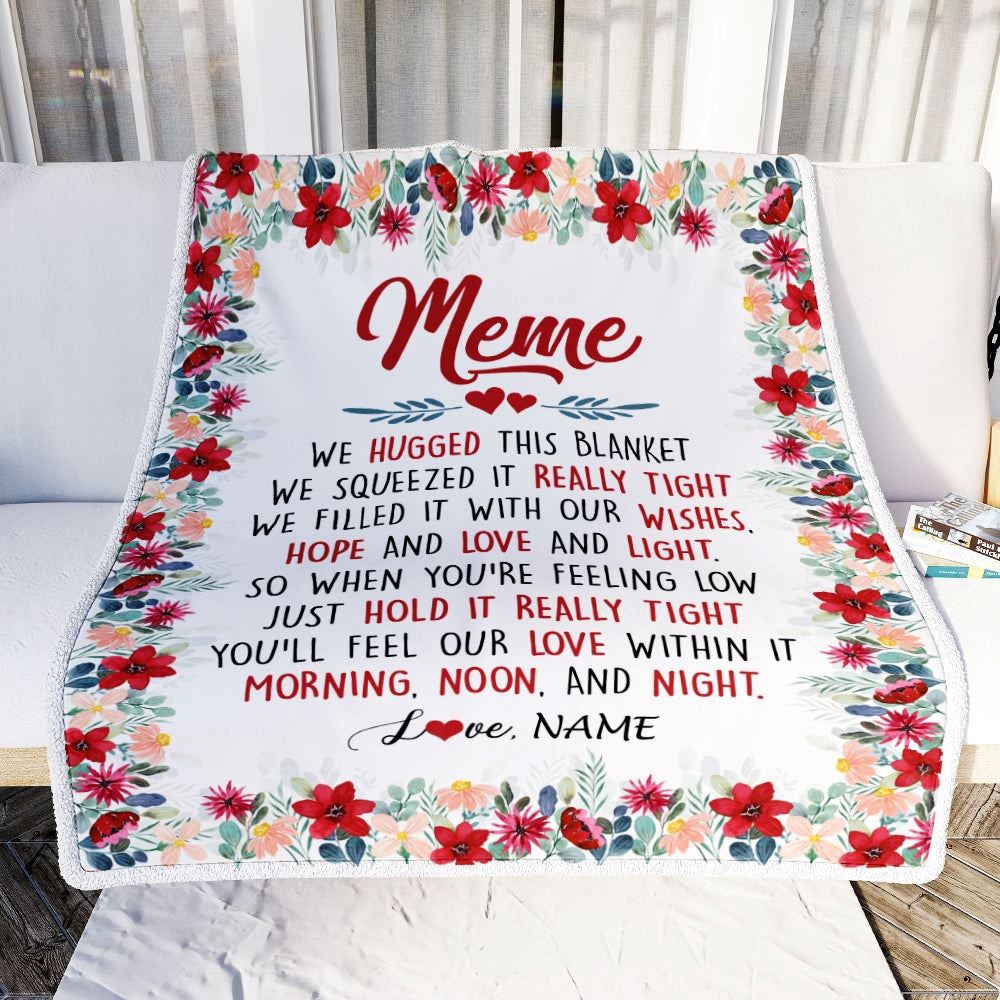 Meme Blanket From Grandkids Grandson Granddaughter We Hugged This Blanket, Personalized Blanket For Mom, Mother’s Day Gifts Blanket