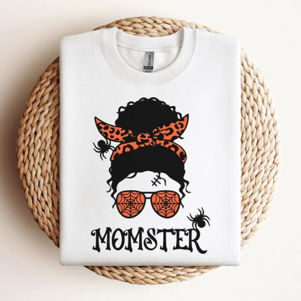 Messy Bun Momster Curly Hair Sweatshirts, Mother Sweatshirt, Sweatshirt For Mom, Mum Sweatshirt
