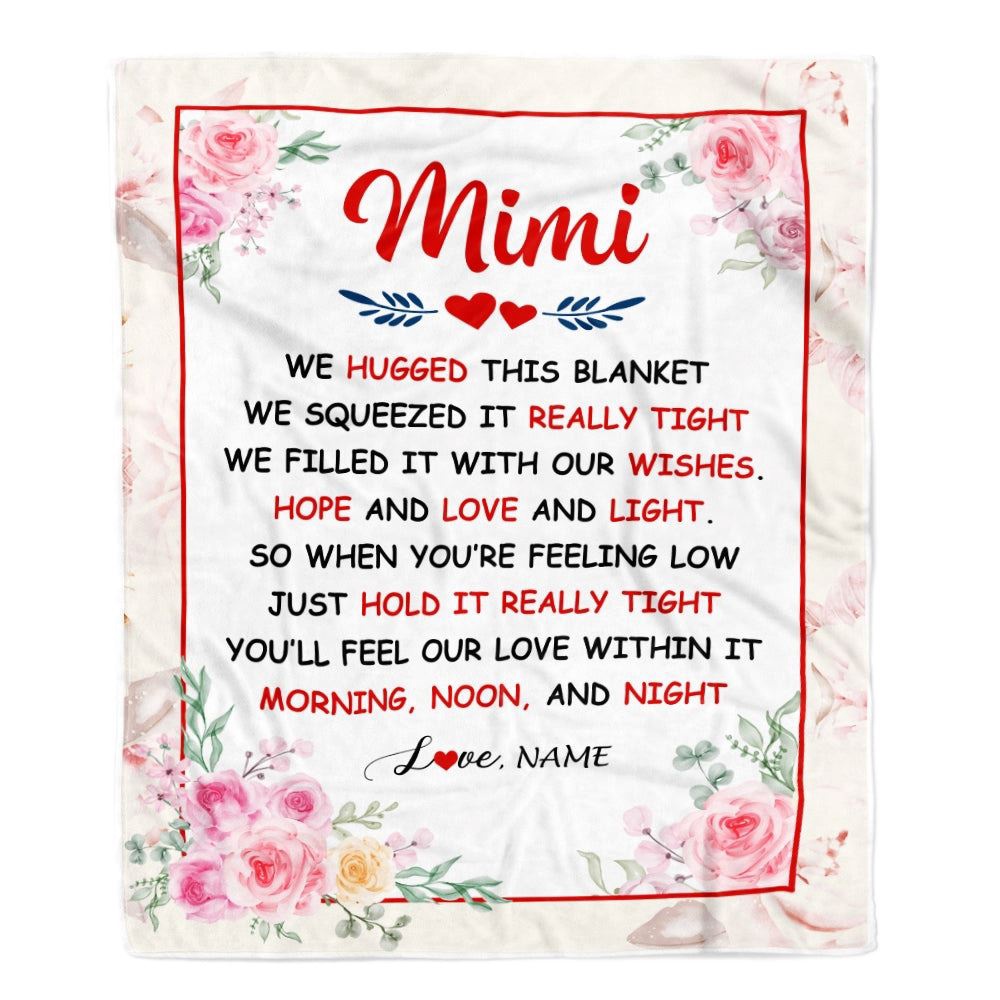 Mimi Blanket From Grandkids Granddaughter Grandson We Hugged This Blanket Floral, Personalized Blanket For Mom, Mother’s Day Gifts Blanket Mimi Blanket From Grandkids Granddaughter Grandson We Hugged This Blanket Floral, Personalized Blanket For Mom, Mother’s Day Gifts Blanket