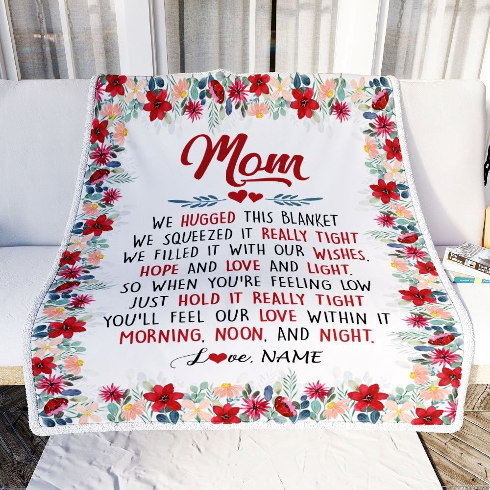 Mom Blanket From Daughter Son We Hugged This Blanket, Personalized Blanket For Mom, Mother’s Day Gifts Blanket