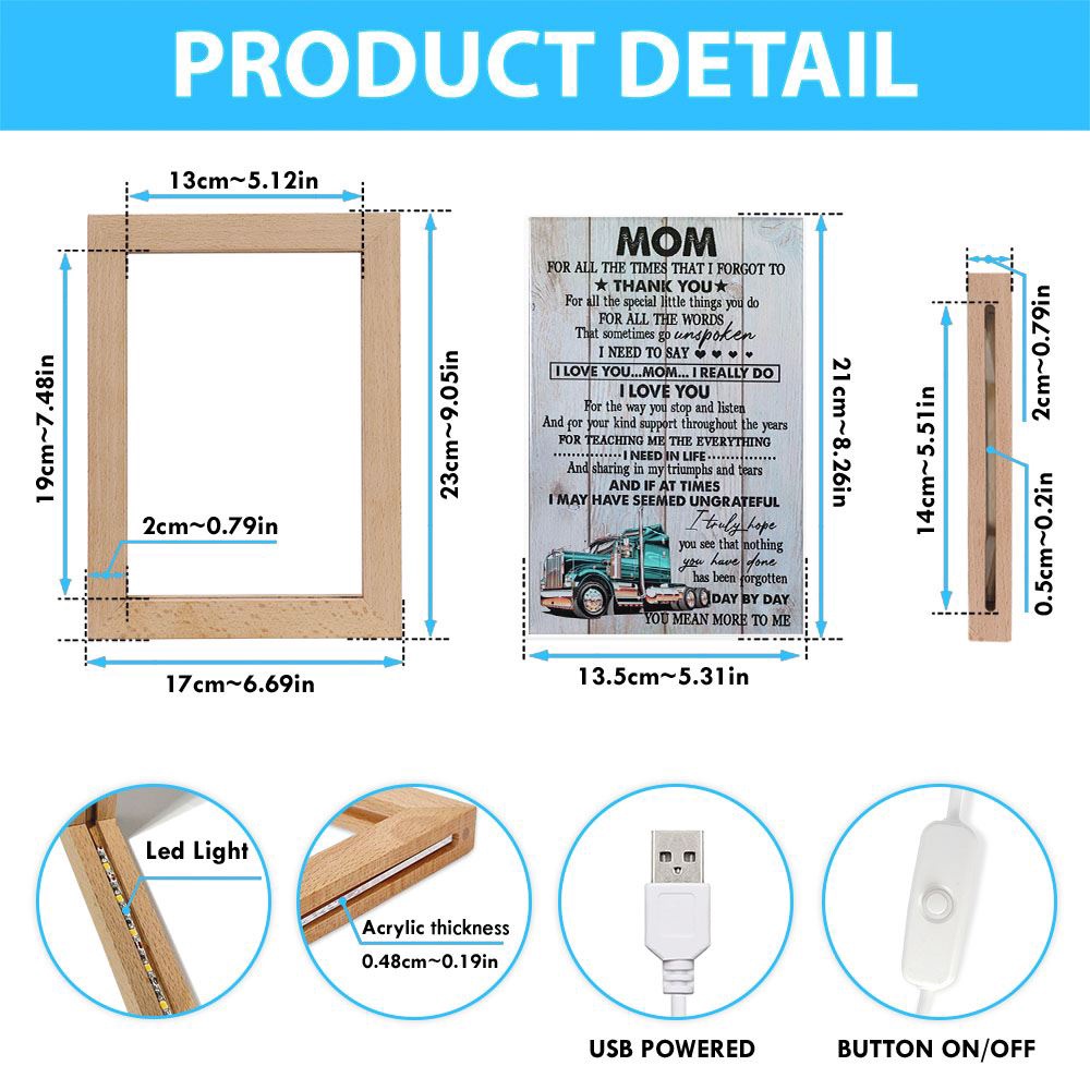Mom, Thank You For Everything Truck Frame Lamp, Picture Frame Light, Frame Lamp, Mother’s Day Gifts Mom, Thank You For Everything Truck Frame Lamp, Picture Frame Light, Frame Lamp, Mother’s Day Gifts