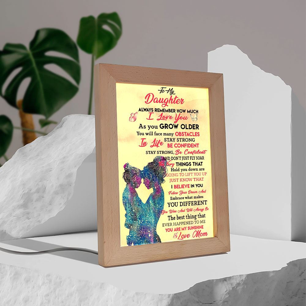 Mom To Daughter You Are My Sunshine Vertical Frame Lamp, Picture Frame Light, Frame Lamp, Mother’s Day Gifts