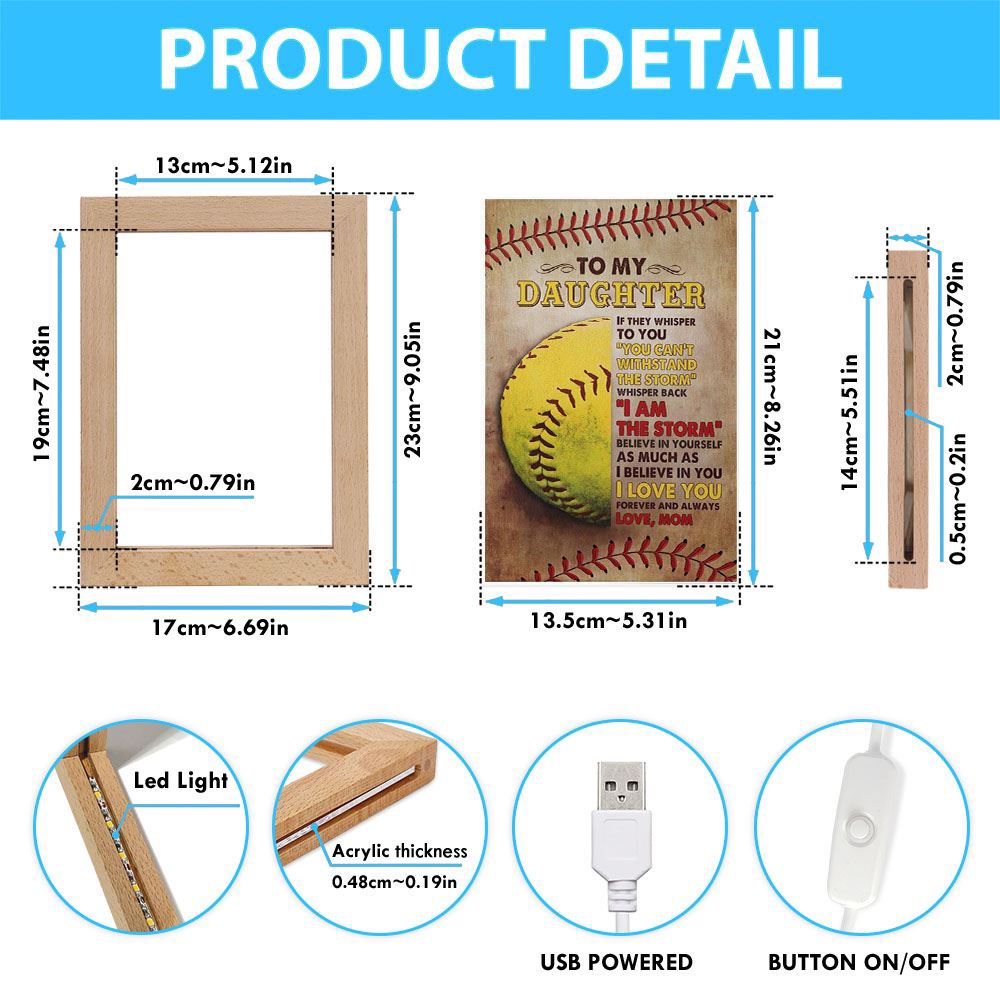 Mom To Daughter, Youre The Storm Frame Lamp, Picture Frame Light, Frame Lamp, Mother’s Day Gifts