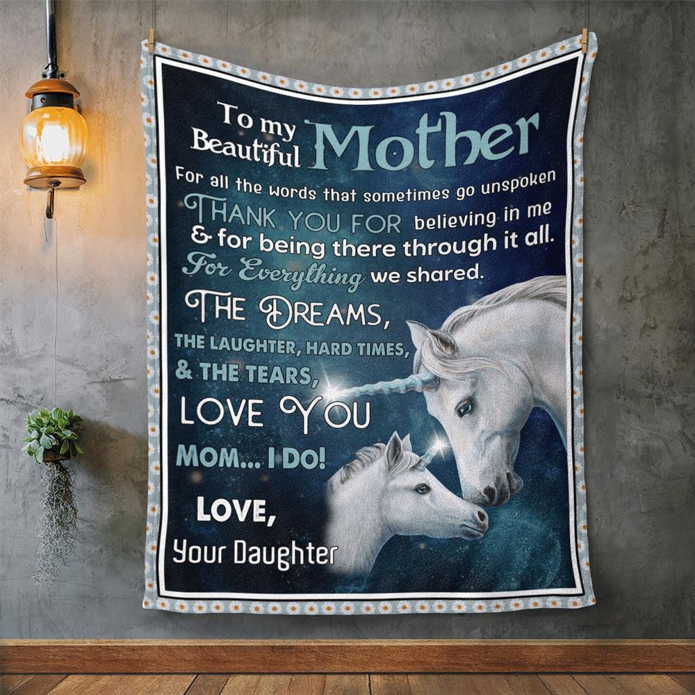 Mother’s Day Blanket For Mom Mother Thanks For Believing In Me Horse Blanket From Daughter, Blankets For Mothers Day