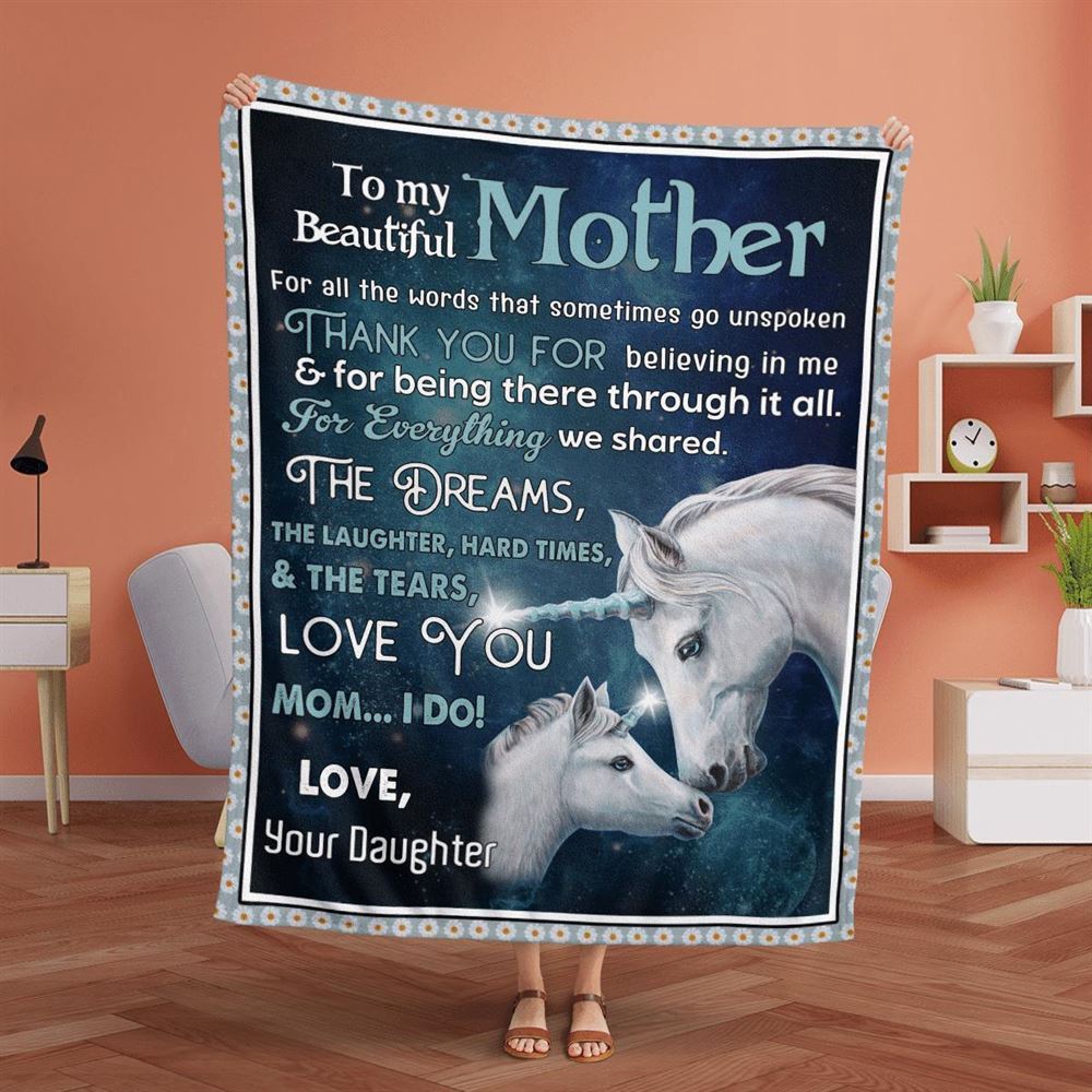 Mother’s Day Blanket For Mom Mother Thanks For Believing In Me Horse Blanket From Daughter, Blankets For Mothers Day