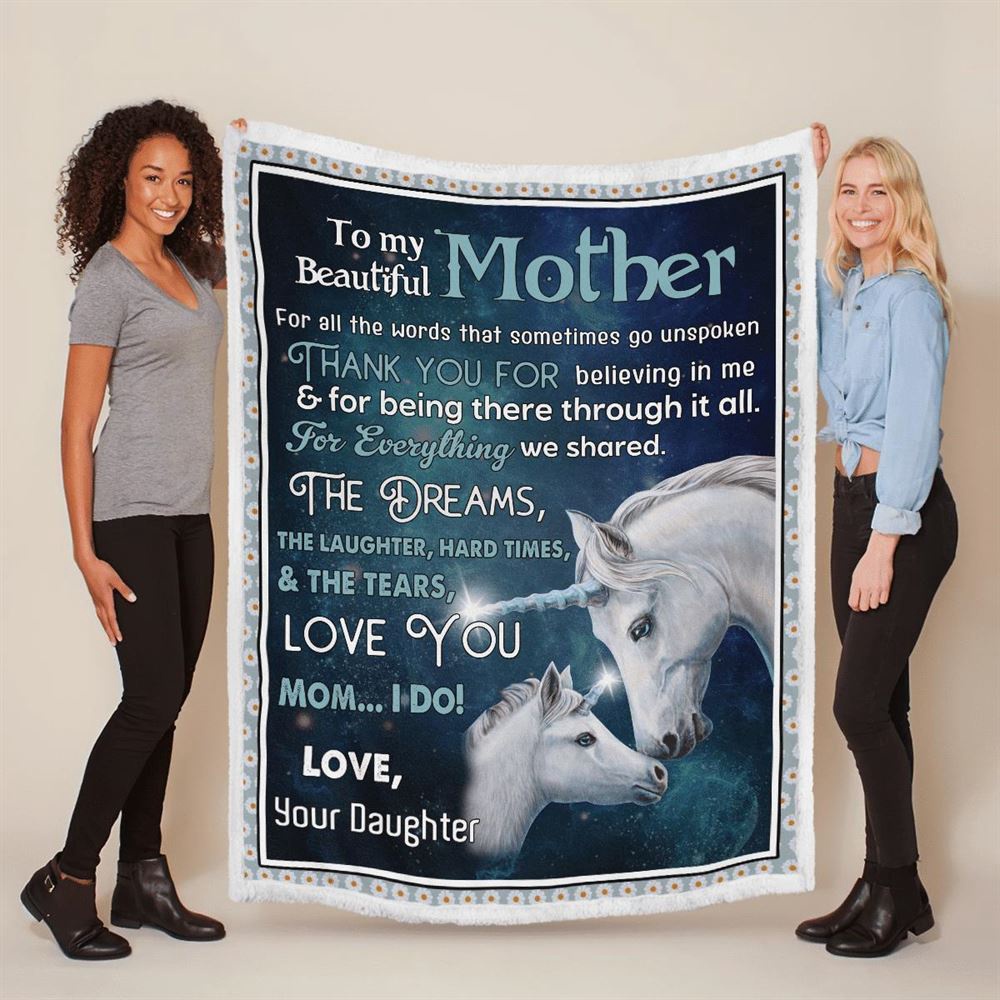 Mother’s Day Blanket For Mom Mother Thanks For Believing In Me Horse Blanket From Daughter, Blankets For Mothers Day