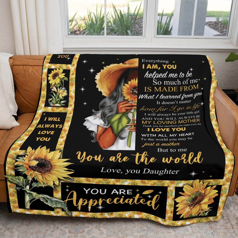 Mother’s Day Daughter To Mom Blanket For Black Mom Sunflower Fleece Blanket From Daughter, Blankets For Mothers Day Mother’s Day Daughter To Mom Blanket For Black Mom Sunflower Fleece Blanket From Daughter, Blankets For Mothers Day