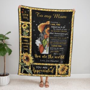 Mother s Day Daughter To Mom Blanket For Black Mom Sunflower Fleece Blanket From Daughter Blankets For Mothers Day 2 b6s2yn.jpg