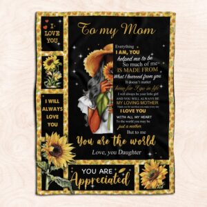 Mother s Day Daughter To Mom Blanket For Black Mom Sunflower Fleece Blanket From Daughter Blankets For Mothers Day 3 xdbvlk.jpg