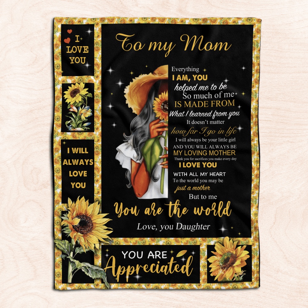 Mother’s Day Daughter To Mom Blanket For Black Mom Sunflower Fleece Blanket From Daughter, Blankets For Mothers Day Mother’s Day Daughter To Mom Blanket For Black Mom Sunflower Fleece Blanket From Daughter, Blankets For Mothers Day