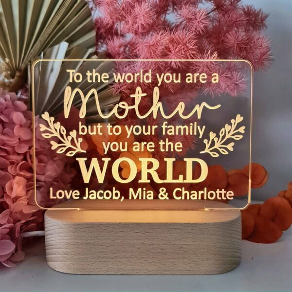 Mother’s Day Led Light, Mother 3D Led Light Wooden Base, Custom Mothers Day Gifts