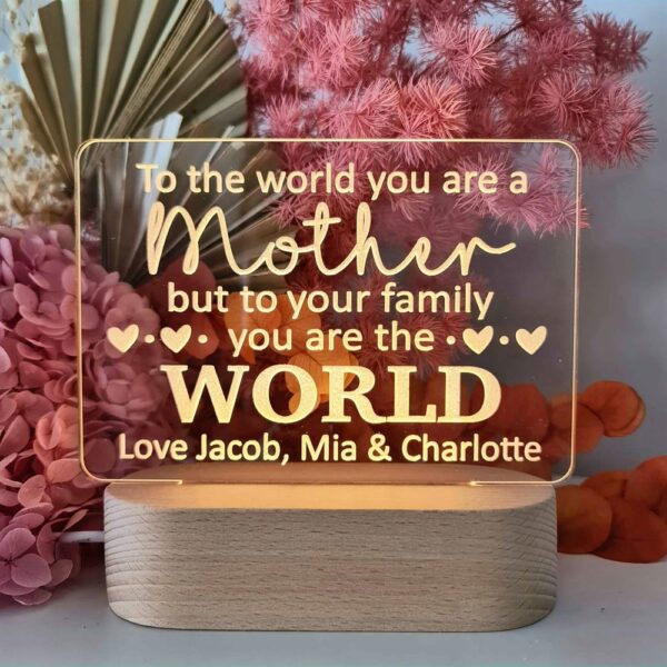Mother’s Day Led Light, Mother 3D Led Light Wooden Base, Custom Mothers Day Gifts