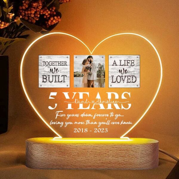 Mother’s Day Led Lights, 5 Year Anniversary Gift for Wife, Custom Couple Photo Husband and Wife Night Light Bedroom Decor