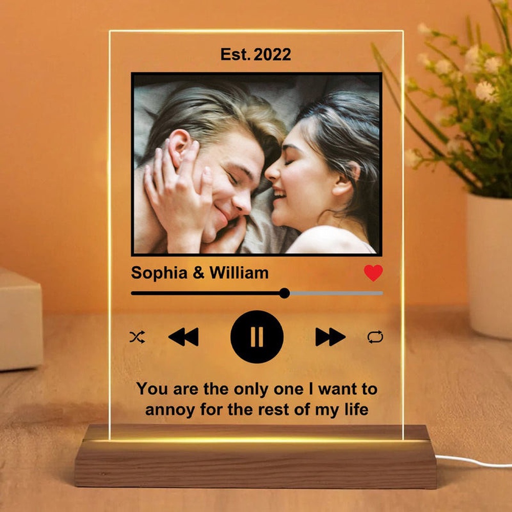 Mother’s Day Led Lights, Love Song 3D LED Light, Personalized Couple Photo Night light, Best Gift For Couple